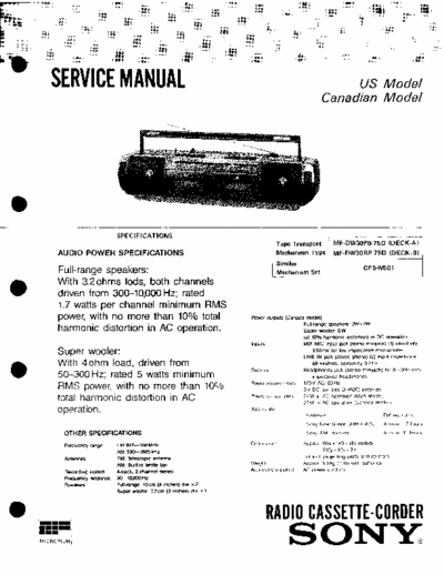 Sony CFS-DW30 Service Manual (low quality) Radio Cassette-Corder [Tape Transp. MF-DW30PB-75D, MF-DW30RP-75D, Mech Set CFS-W501] - Part 1/3 - pag. 33